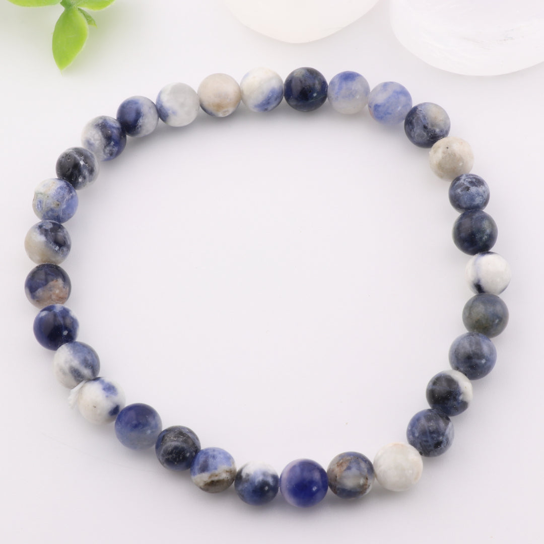 Bracelet en sodalite naturelle - Sans métal, 6 mm - Bijou en pierres précieuses bleu marine