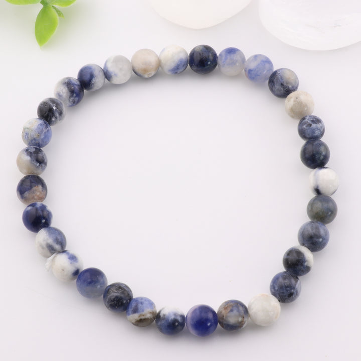 Bracelet en sodalite naturelle - Sans métal, 6 mm - Bijou en pierres précieuses bleu marine