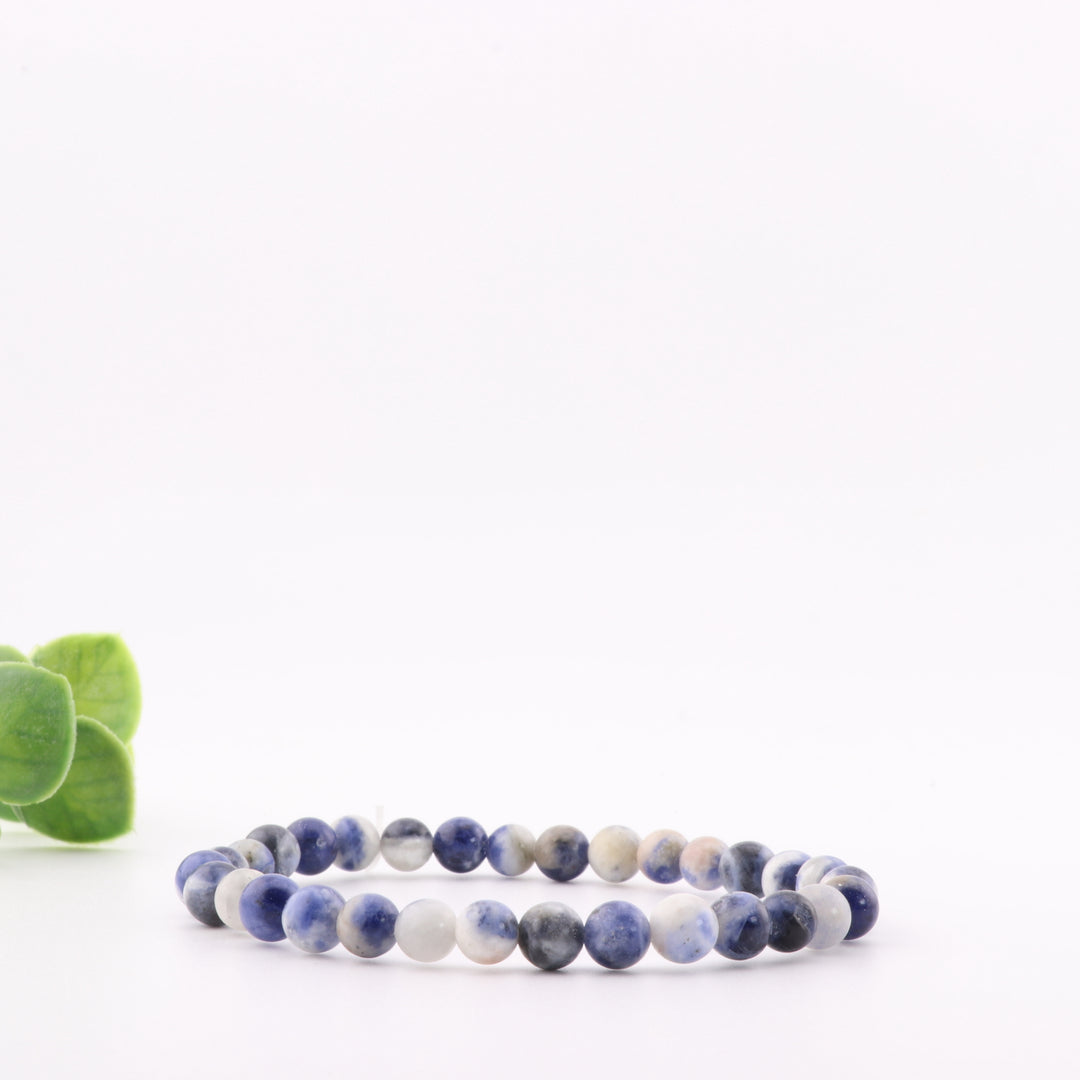 Bracelet en sodalite naturelle - Sans métal, 6 mm - Bijou en pierres précieuses bleu marine
