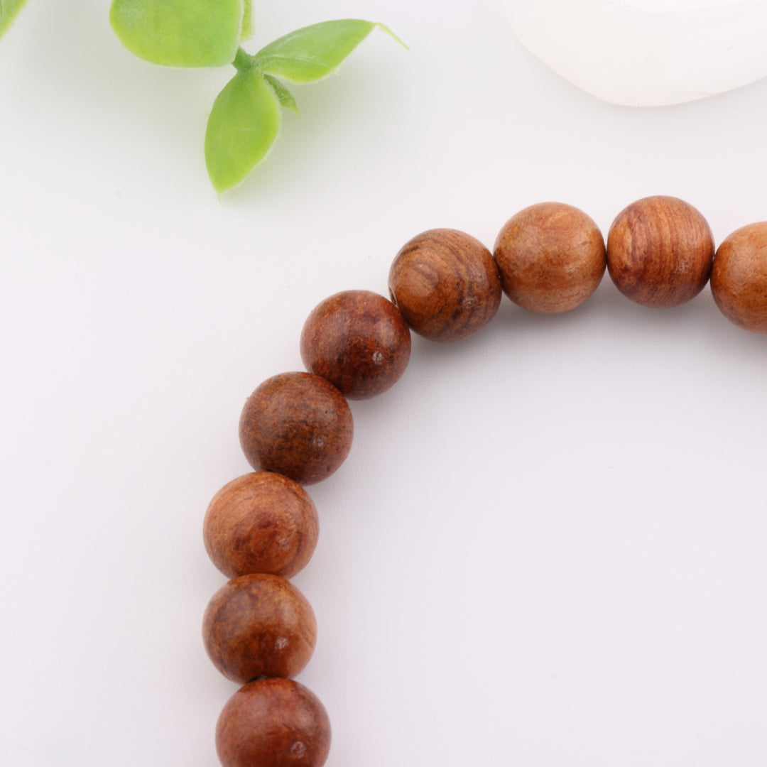 Bracelet artisanal en bois naturel - Sans métal, 8 mm - Pièce de mode artisanale