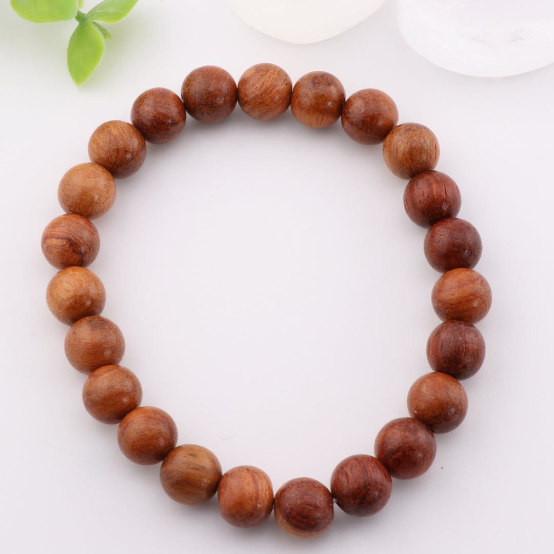 Bracelet artisanal en bois naturel - Sans métal, 8 mm - Pièce de mode artisanale