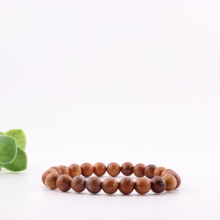 Bracelet artisanal en bois naturel - Sans métal, 8 mm - Pièce de mode artisanale