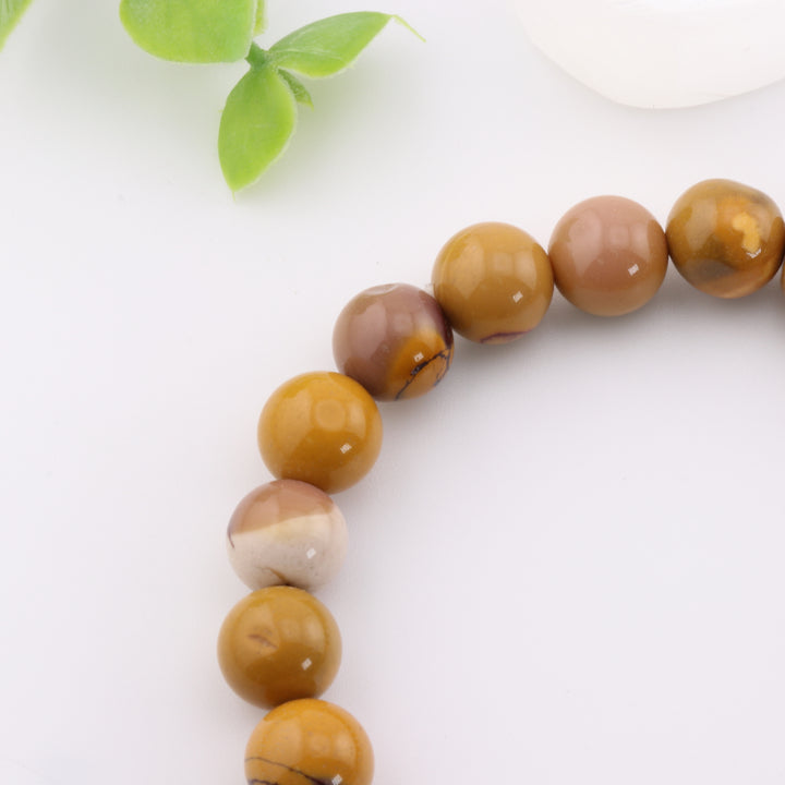Pulsera de cuentas de jaspe mookaita natural - Piedra preciosa de 8 mm, hecha a mano y sin metal
