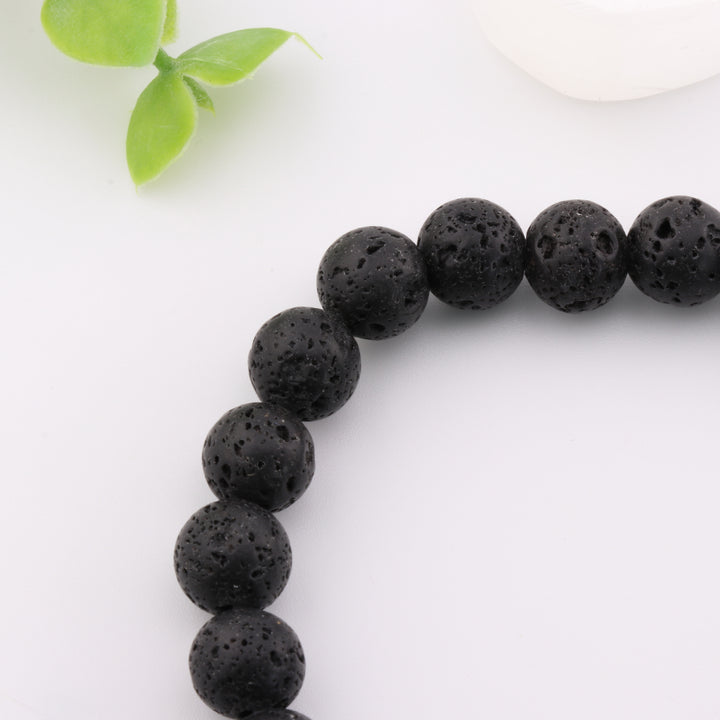 Pulsera de piedra volcánica natural (sin metal), 8 mm - Elegancia terrosa, cristal de conexión a tierra