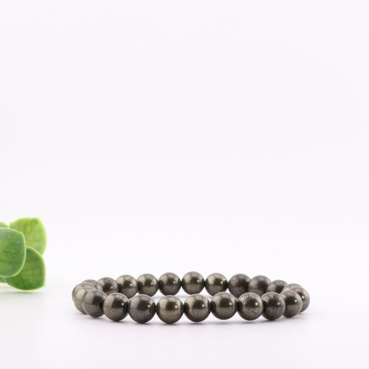 Pulsera de pirita natural de 8 mm: lujosa joya de brillo dorado con piedras preciosas energizantes.