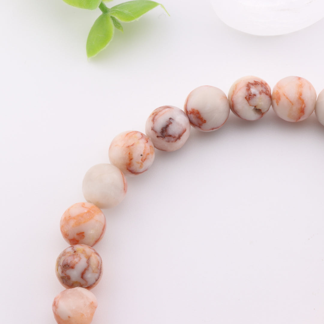 Pulsera de piedra natural de red roja - Sin metal, 8 mm - Joyería única de cristal curativo