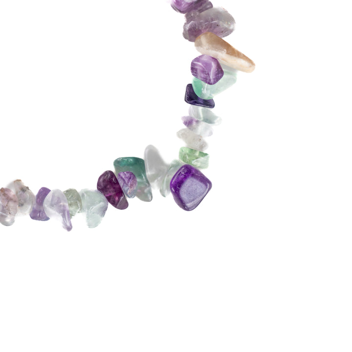 Pulsera de fluorita natural en forma de chip (sin metal, 5-8 mm)