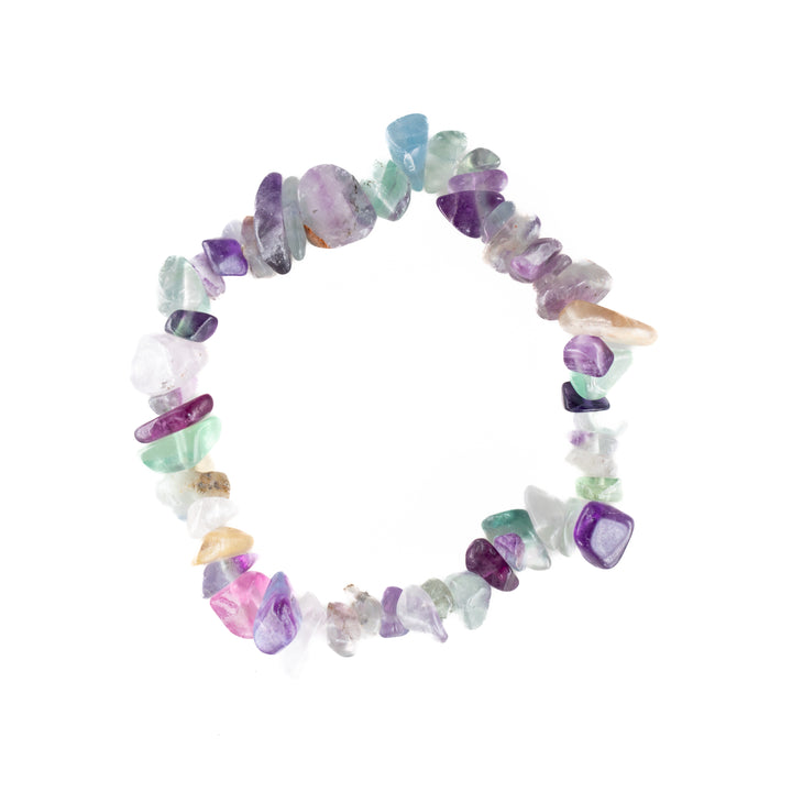 Pulsera de fluorita natural en forma de chip (sin metal, 5-8 mm)
