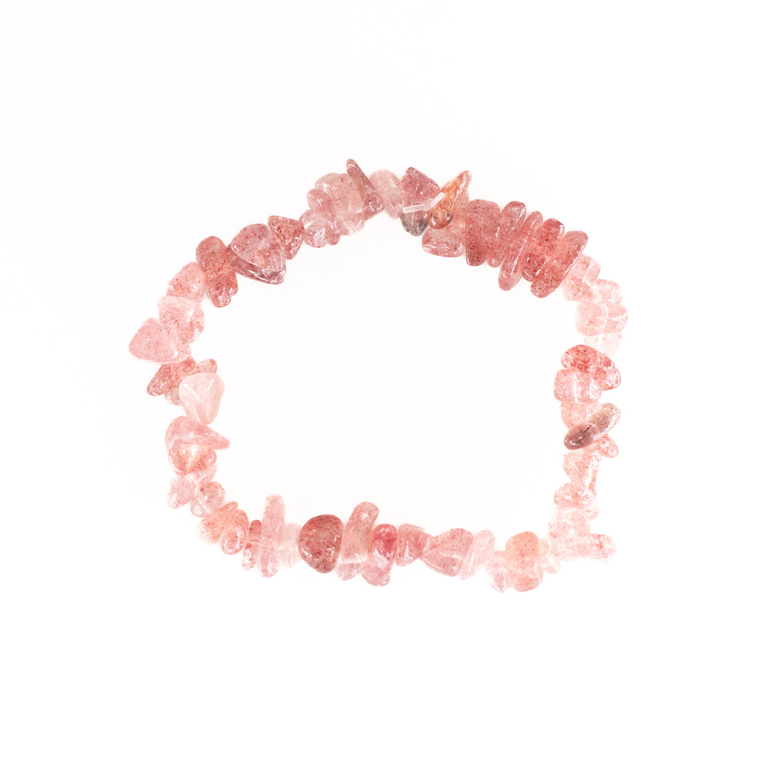 Bracelet en quartz fraise naturel – Sans métal, 5-8 mm