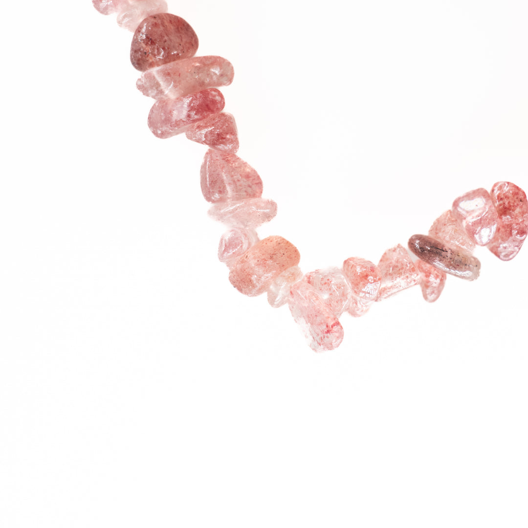 Bracelet en quartz fraise naturel – Sans métal, 5-8 mm