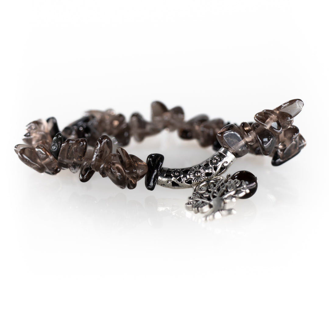 Bracelet en quartz fumé naturel – Sans métal, 5-8 mm