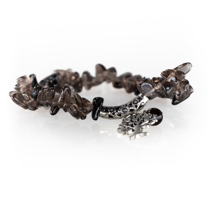 Bracelet en quartz fumé naturel – Sans métal, 5-8 mm