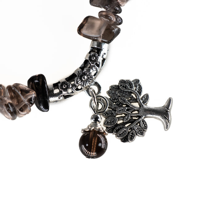 Bracelet en quartz fumé naturel – Sans métal, 5-8 mm