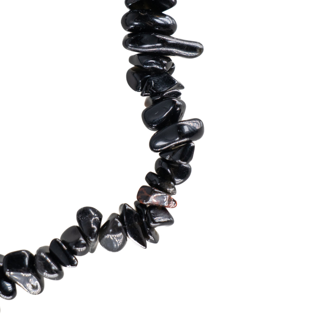 Pulsera de obsidiana natural en forma de chip (sin metal, 5-8 mm)
