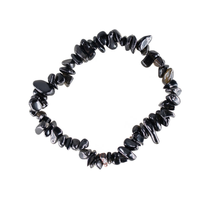 Pulsera de obsidiana natural en forma de chip (sin metal, 5-8 mm)