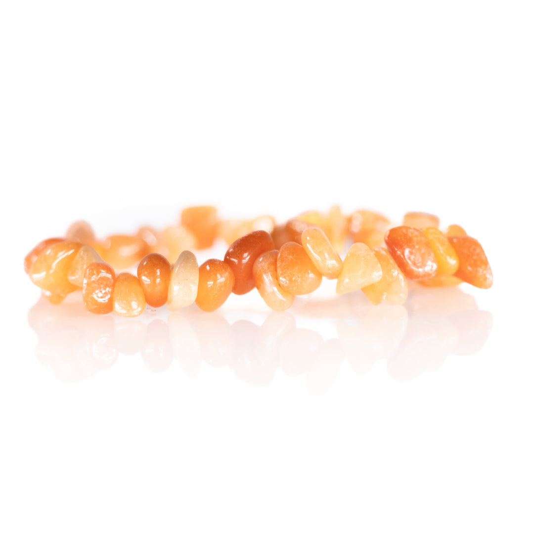 Pulsera de aventurina roja natural con chips de piedra (sin metal, 5-8 mm)