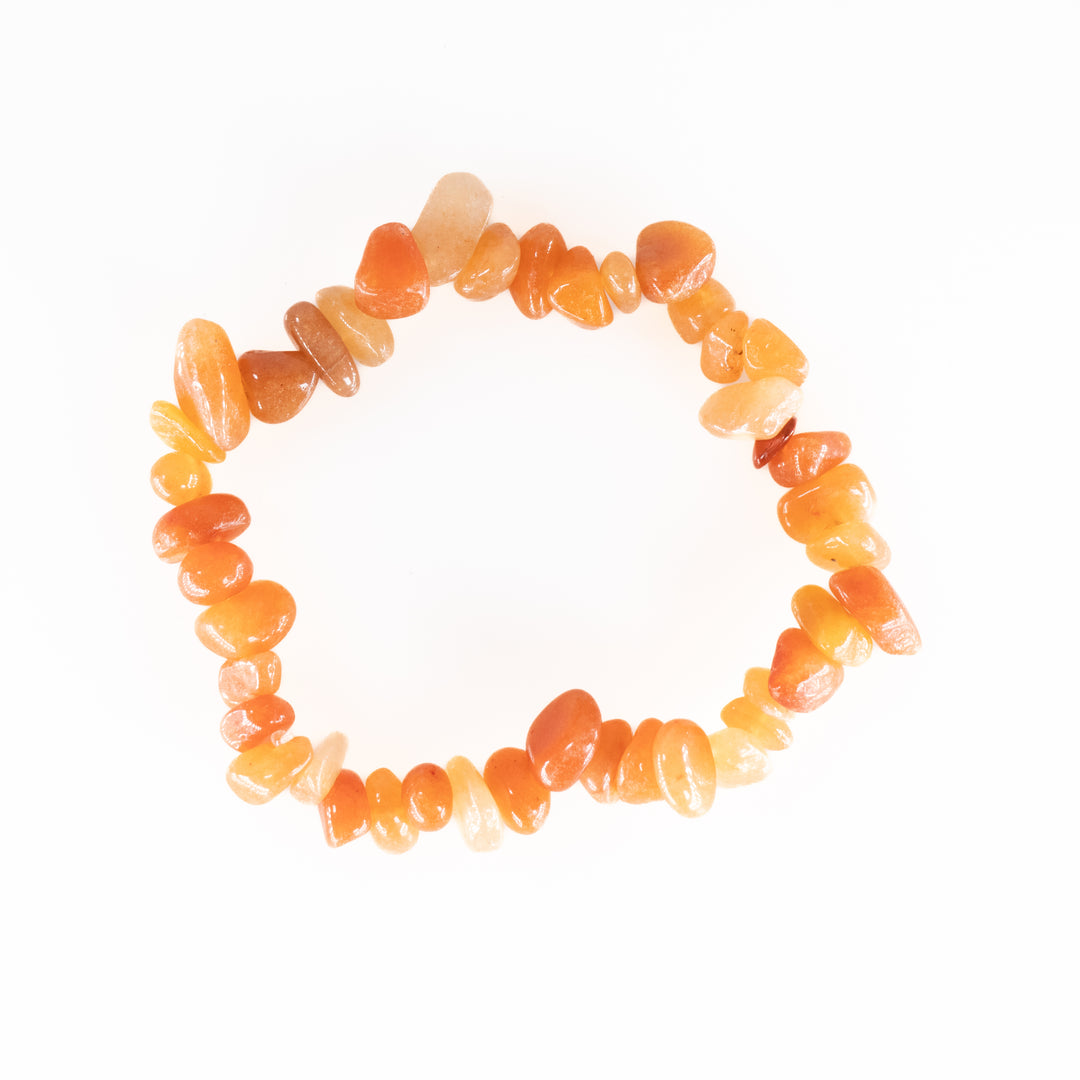 Pulsera de aventurina roja natural con chips de piedra (sin metal, 5-8 mm)