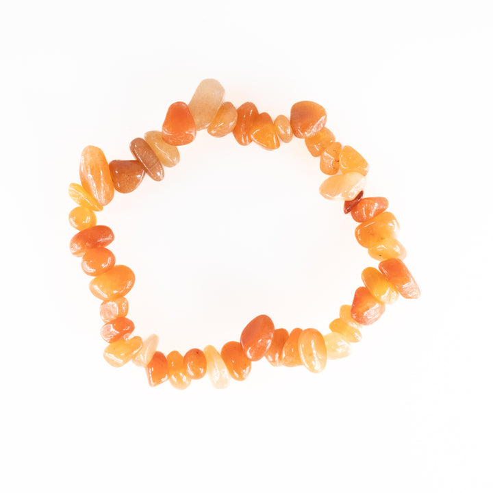 Pulsera de aventurina roja natural con chips de piedra (sin metal, 5-8 mm)