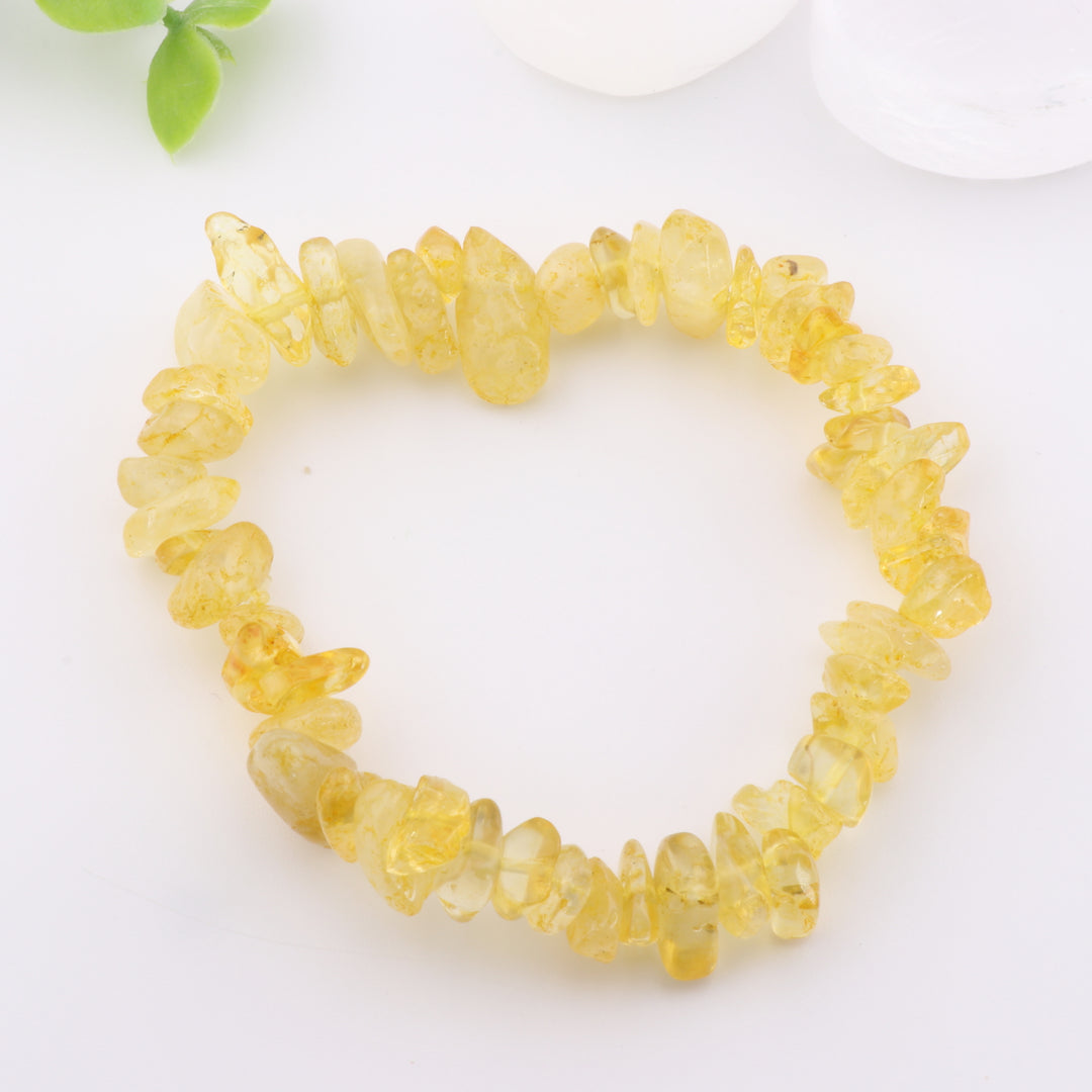 Pulsera de citrino natural en chips (sin metal, cuentas de 5-8 mm)