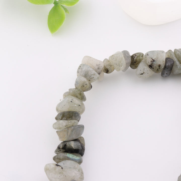 Pulsera de labradorita natural en chips (sin metal, piedras preciosas de 5-8 mm)
