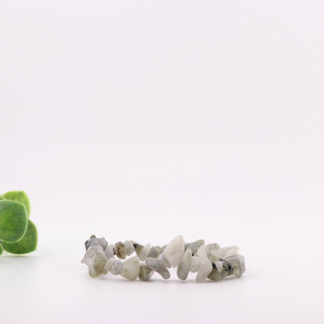Pulsera de labradorita natural en chips (sin metal, piedras preciosas de 5-8 mm)
