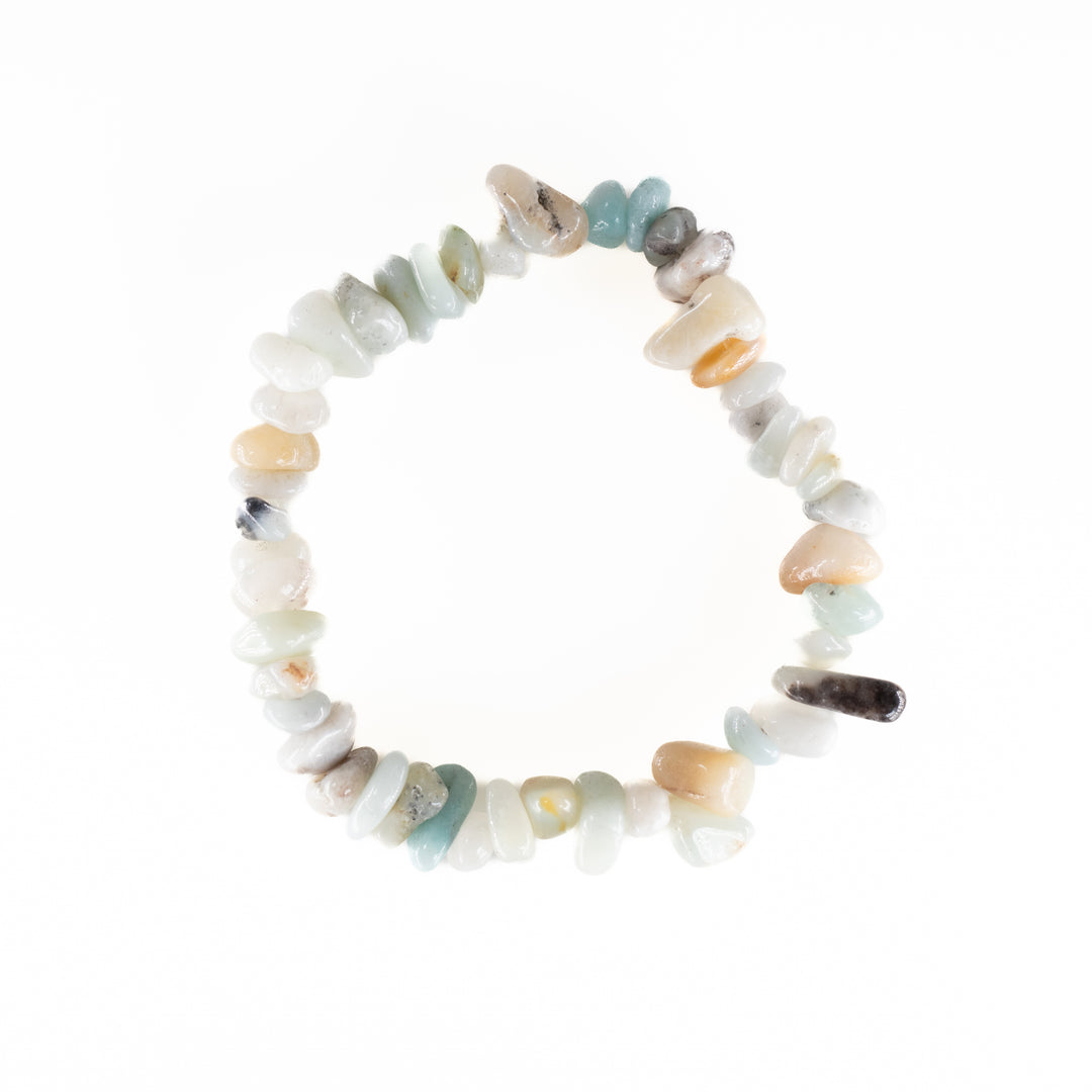 Natural Amazonite Chip Stone Bracelet – Metal-Free, 5-8mm