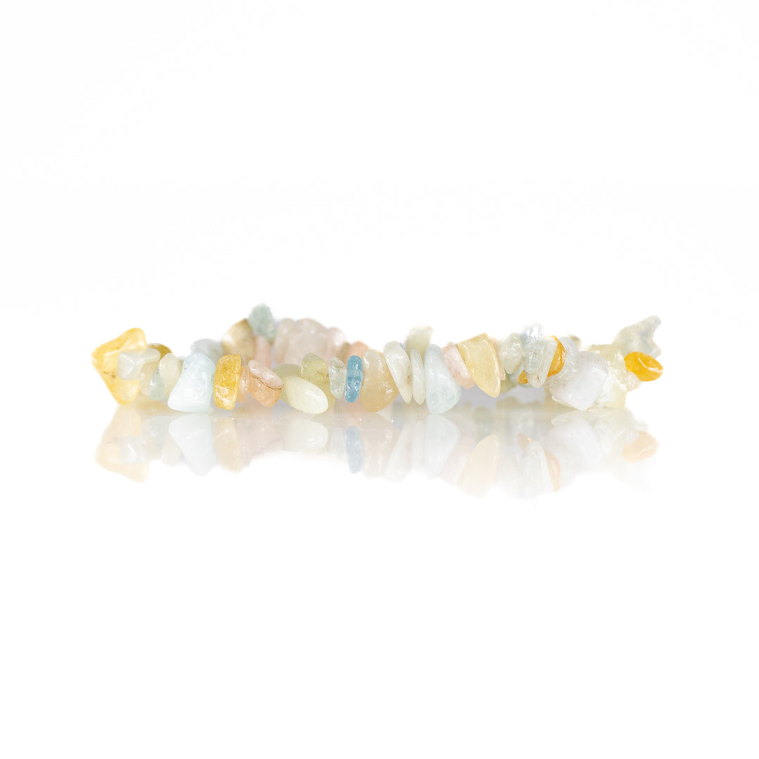 Pulsera de piedra de morganita natural en chips (sin metal, 5-8 mm)