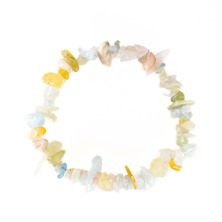 Pulsera de piedra de morganita natural en chips (sin metal, 5-8 mm)