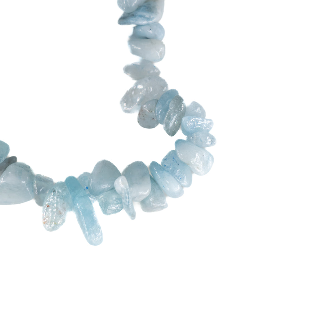 Natural Aquamarine Chip Stone Bracelet – Metal-Free, 5-8mm