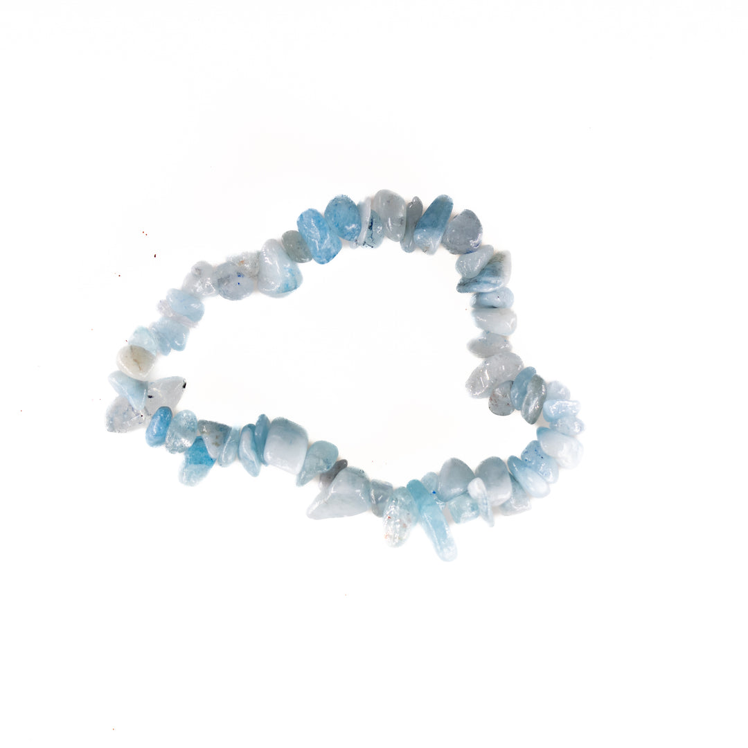 Natural Aquamarine Chip Stone Bracelet – Metal-Free, 5-8mm
