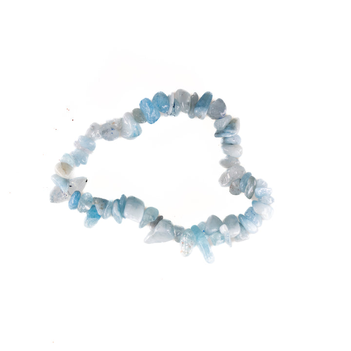 Natural Aquamarine Chip Stone Bracelet – Metal-Free, 5-8mm