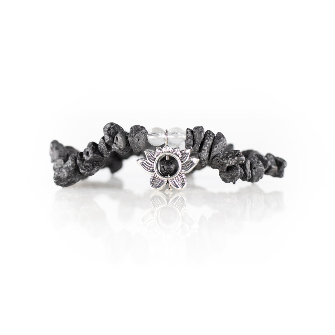 Pulsera de piedra volcánica natural (sin metal, 5-8 mm)