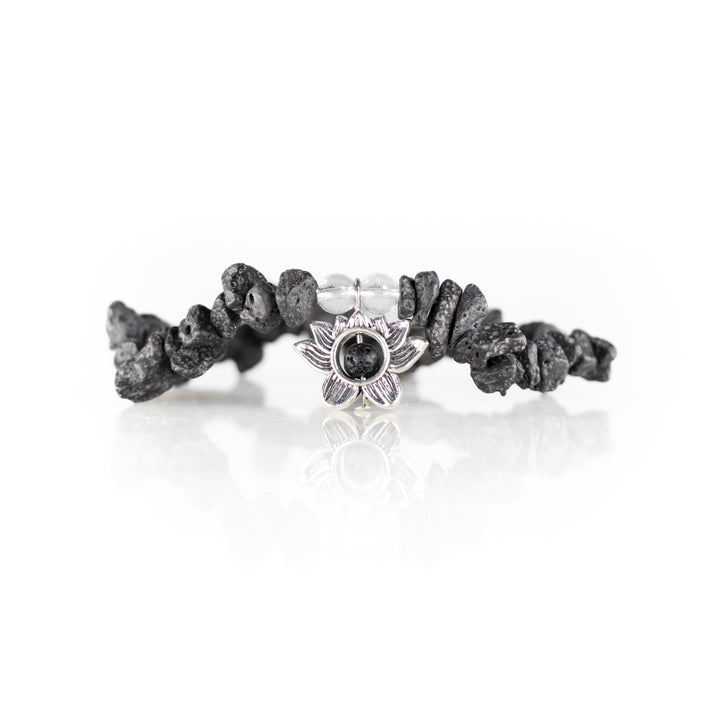 Pulsera de piedra volcánica natural (sin metal, 5-8 mm)