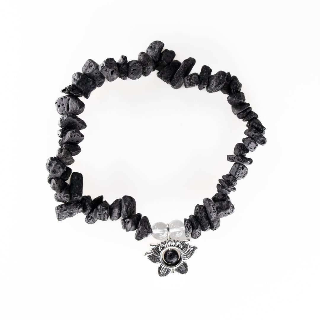 Pulsera de piedra volcánica natural (sin metal, 5-8 mm)