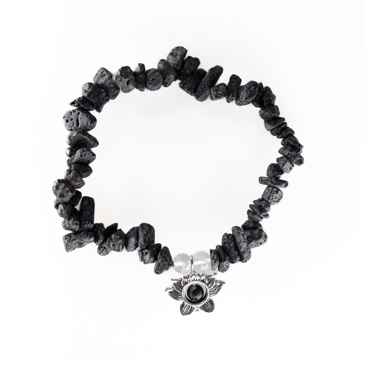 Pulsera de piedra volcánica natural (sin metal, 5-8 mm)