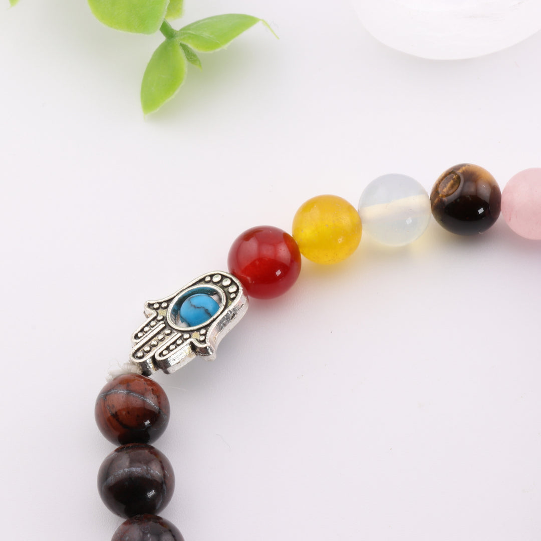 Pulsera curativa de chakras de ojo de tigre rojo natural - Cuentas de 8 mm para equilibrio y armonía
