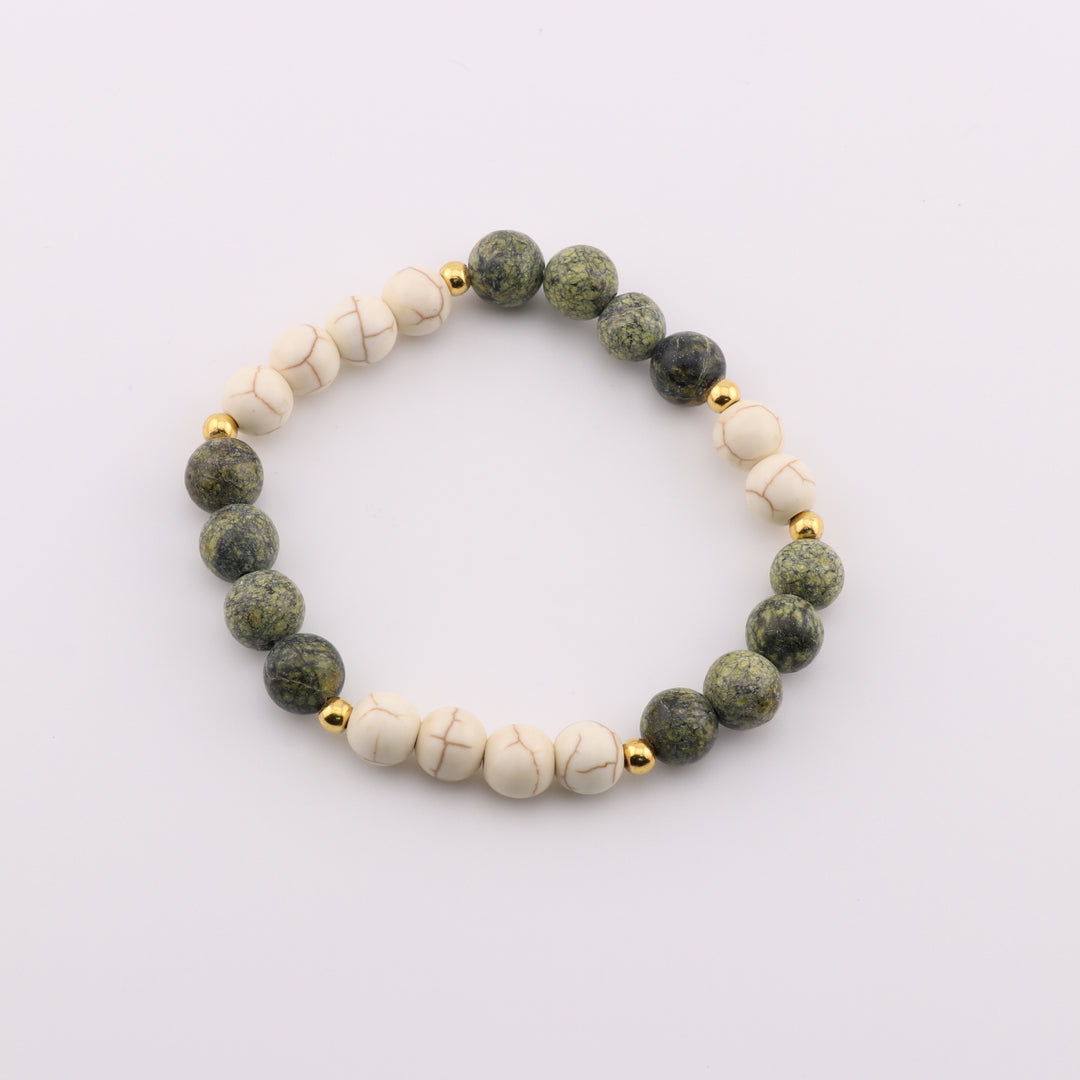 Natural Unakite & Jasper Bracelet, 8mm Beads - Earthy Tones, Handcrafted Gemstone Accessory