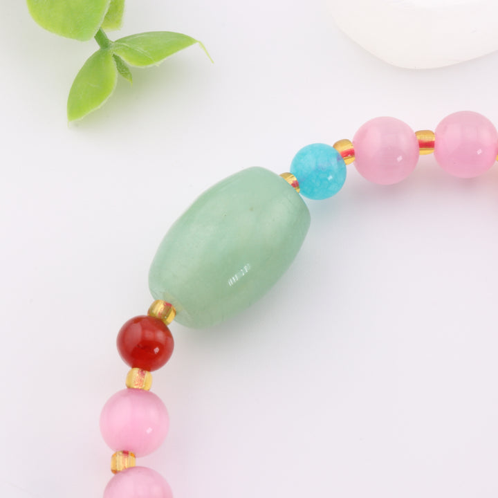 Pulsera de cuentas de cuarzo rosa natural y piedras preciosas mixtas, 8 mm - Atracción del amor, Chakra del corazón
