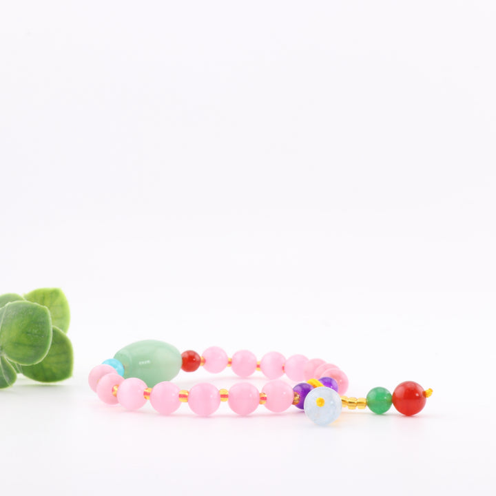 Pulsera de cuentas de cuarzo rosa natural y piedras preciosas mixtas, 8 mm - Atracción del amor, Chakra del corazón