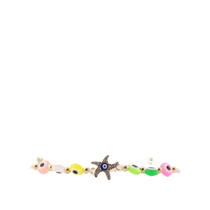 Bracelet Nazar tressé avec perles de verre multicolores contre le mauvais œil, cordon blanc réglable, perles de 8 mm