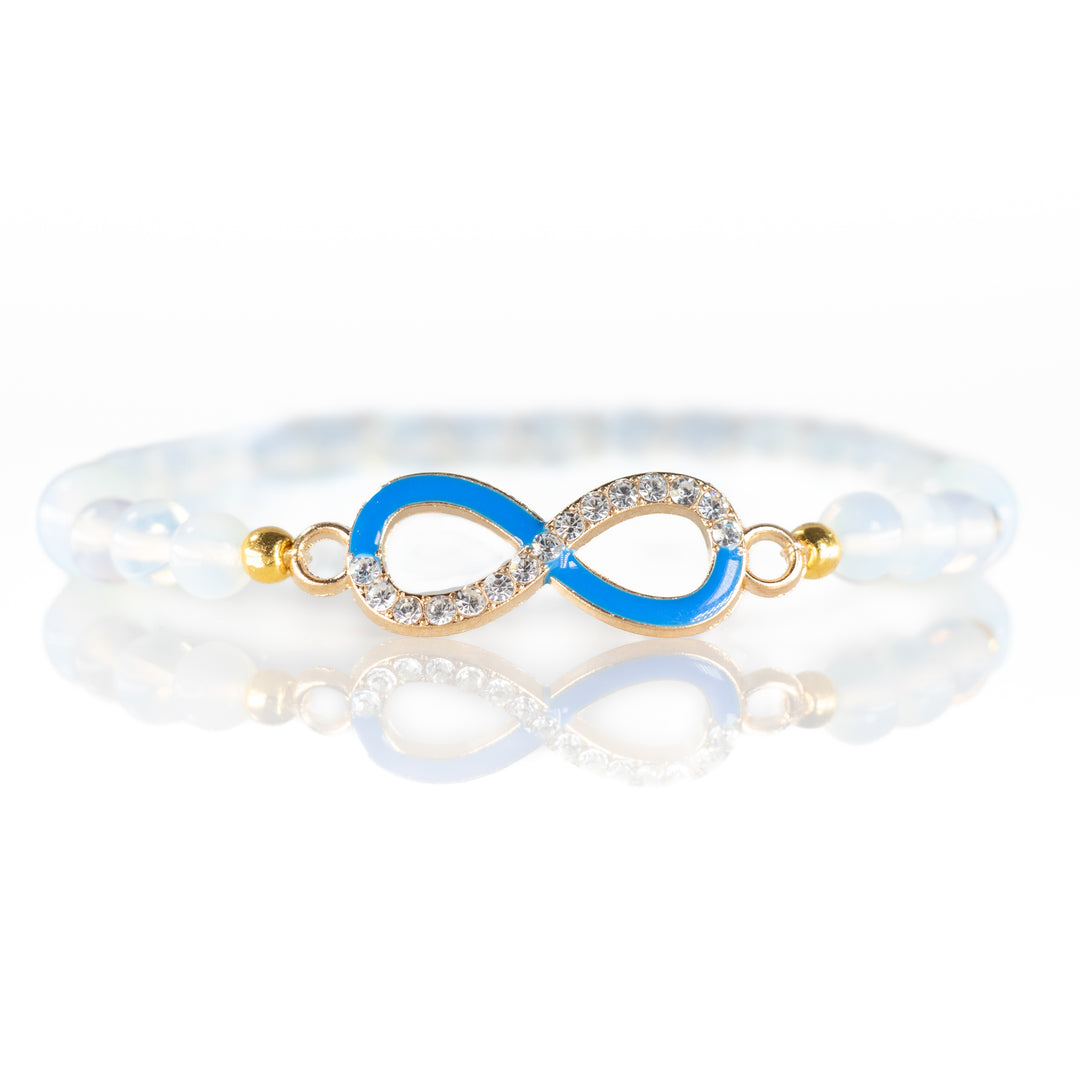 Pulsera de opalita natural de 6 mm con dije de infinito