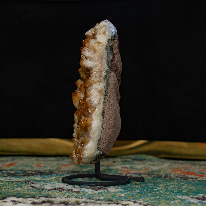 “Sunshard” - Rare Citrine Cluster on Metal Stand