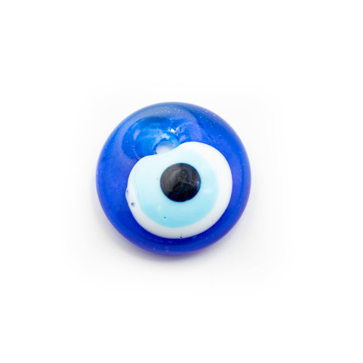 Handmade Flat Lampwork Nazar/Evil Eye, with Hole, 1" Inch