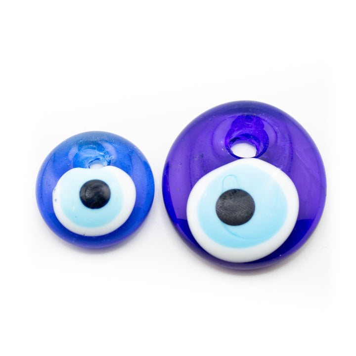 Handmade Flat Lampwork Nazar/Evil Eye, with Hole, 1.5" Inch