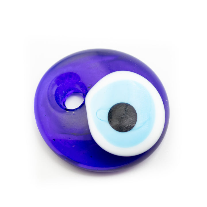 Handmade Flat Lampwork Nazar/Evil Eye, with Hole, 1.5" Inch