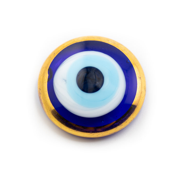 Handmade Gold Plated Flat Lampwork Nazar/Evil Eye, 1" Inch