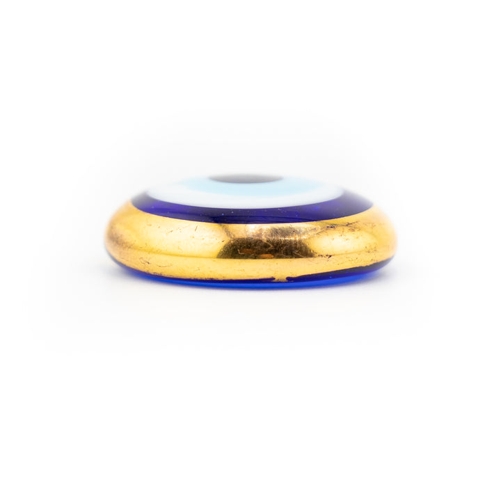 Handmade Gold Plated Flat Lampwork Nazar/Evil Eye, 1" Inch