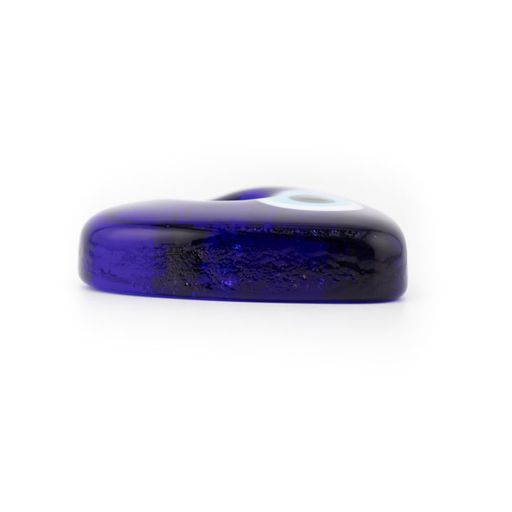 Handmade Heart Shaped Lampwork Nazar/Evil Eye, with Hole, 2.5" Inch