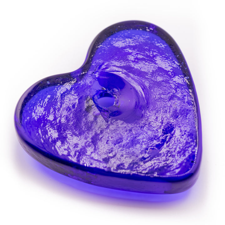 Handmade Heart Shaped Lampwork Nazar/Evil Eye, with Hole, 2.5" Inch