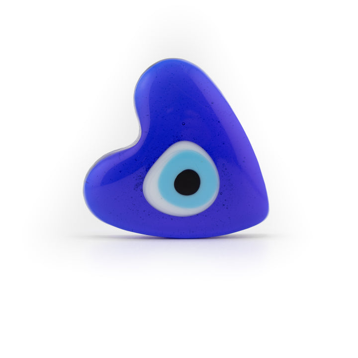 Handmade Heart Shaped Lampwork Nazar/Evil Eye, 2.5" Inch